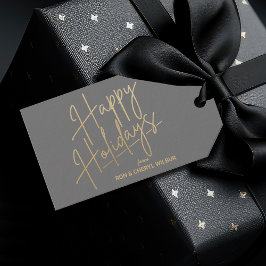 Etiquetas Para Regalos Gold Happy Holidays Luxe Grey