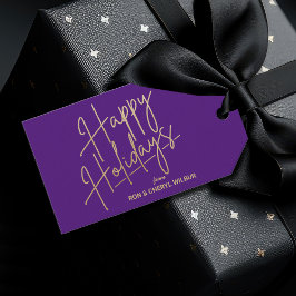 Etiquetas Para Regalos Gold Happy Holidays Luxe Purple