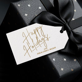 Etiquetas Para Regalos Gold Happy Holidays Luxe White