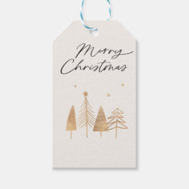 Etiquetas Para Regalos Gold Pines Moderno Merry Christmas Gift Tags