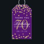 Etiquetas Para Regalos Gold Purple 70th Birthday Gracias Purpurina<br><div class="desc">"Gracias" etiqueta de regalo / favoritismo - Elegante plantilla de 70 cumpleaños Purpurina de la Faux de oro Confetti Purple.</div>