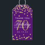 Etiquetas Para Regalos Gold Purple 70th Birthday Gracias Purpurina<br><div class="desc">"Gracias" etiqueta de regalo / favoritismo - Elegante plantilla de 70 cumpleaños Purpurina de la Faux de oro Confetti Purple.</div>