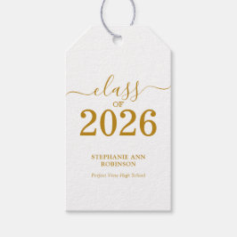 Etiquetas Para Regalos Gold Script Class of 2026 Modern 