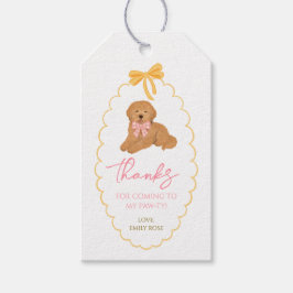 Etiquetas Para Regalos Golden Doodle Dog Birthday Pawty Pink Yellow