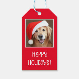 Etiquetas Para Regalos Golden Retriever Con Red Santa Hat