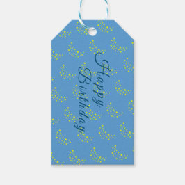 Etiquetas Para Regalos Golden Starry Moon, Picton Blue Happy Birday