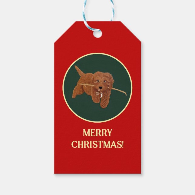 Etiquetas Para Regalos Goldie Doodle Red (Anverso)