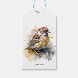Etiquetas Para Regalos Gorrión de Acuarela Rústica, personalizado