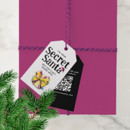 Etiquetas Para Regalos Gorrito de Santa Secreto Colorido y Divertido Códi