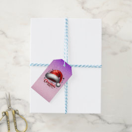 Etiquetas Para Regalos Gorro de Santa Escarlata Brillante