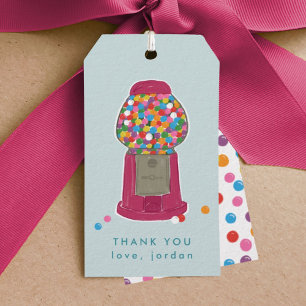 Etiquetas Para Regalos Gracias a la máquina de Gumball rosada Candy Bubbl