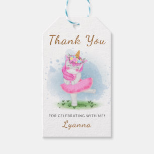Etiquetas Para Regalos Gracias a Pink Unicorn Ballerina Floral