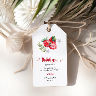 Etiquetas Para Regalos Gracias 'Berry Cuánto' Fresa Primer Cumpleaños