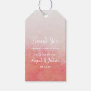 Etiquetas Para Regalos Gracias Boda de acuarela rosa y rosa de Rubor