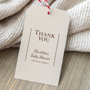 Etiquetas Para Regalos Gracias Boho Minimalista Beige Baby Shower