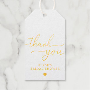 Etiquetas Para Regalos Gracias Bridal Shower Relieve metalizado dorado Fa