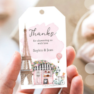 Etiquetas Para Regalos Gracias Eiffel Paris Francés Baby Shower