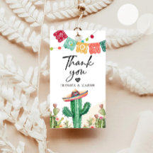 Gracias Fiesta Cactus Watercolor Shower Favor