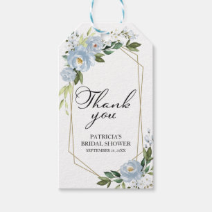 Etiquetas Para Regalos Gracias - Flores azul polvoriento Vegetación Geomé