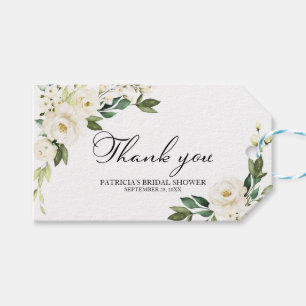 Etiquetas Para Regalos Gracias - Flores blancas Vegetación Geométrico Reg