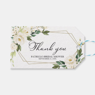 Etiquetas Para Regalos Gracias - Flores blancas Vegetación Geométrico Reg