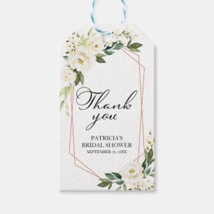 Etiquetas Para Regalos Gracias - Flores blancas Vegetación Regalo geométr