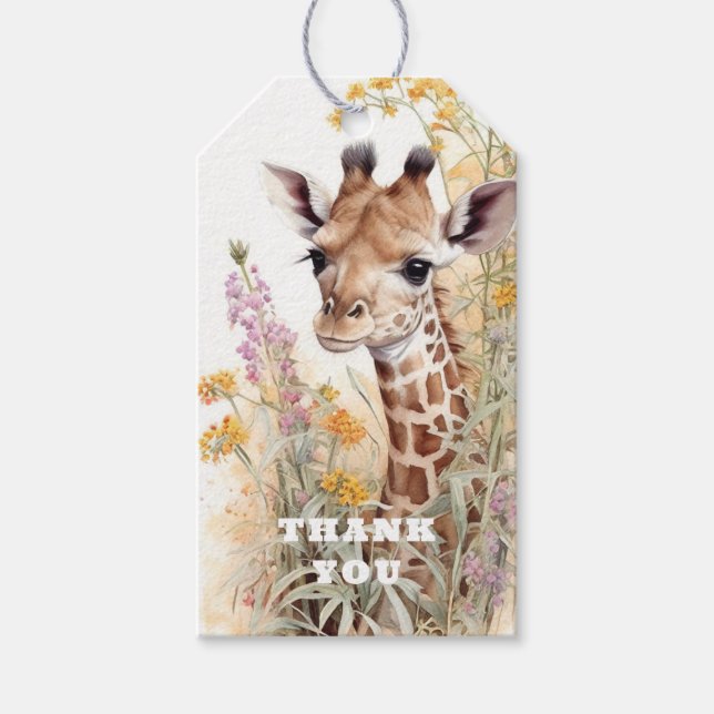 Etiquetas Para Regalos Gracias Giraffe (Anverso)