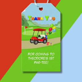 Etiquetas Para Regalos Gracias lindo 1 cumpleaños de Red Golf Cart Boy