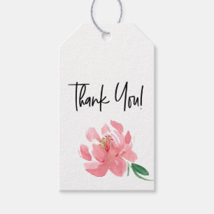 Etiquetas Para Regalos Gracias Peonía Flor Rosa Aquarela