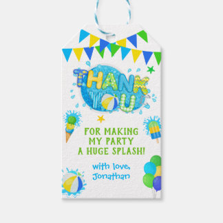 Etiquetas Para Regalos Gracias Pool Summer Birday Party Green Blue