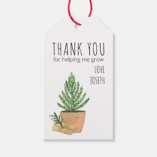 Etiquetas Para Regalos Gracias por Ayudarme a Crecer Árbol de Abeto en Ma