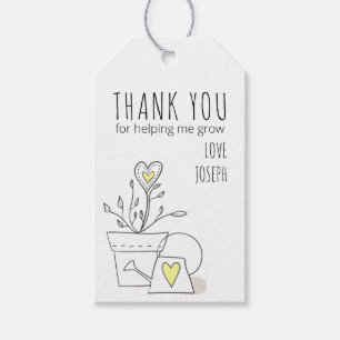 Etiquetas Para Regalos Gracias por ayudarme a crecer planta amarilla en m