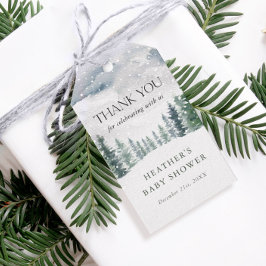 Etiquetas Para Regalos Gracias por el Baby Shower de invierno con nieve