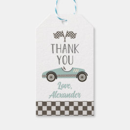 Etiquetas Para Regalos Gracias por el cumpleaños del coche de carreras az