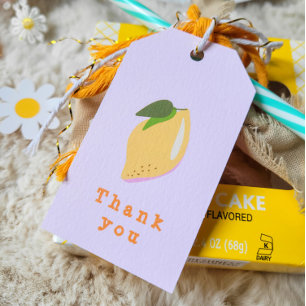 Etiquetas Para Regalos Gracias por el doble lado de limón rosa y amarillo