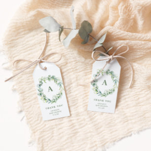 Etiquetas Para Regalos Gracias por el Monograma Greenery Wreath Baby Show