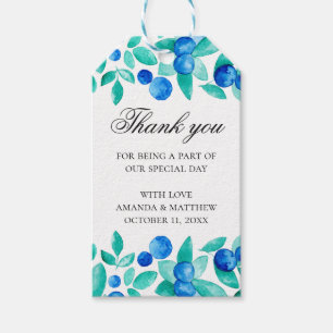 Etiquetas Para Regalos Gracias por la boda azul menta. Arándano azul del 