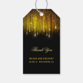 Etiquetas Para Regalos Gracias por las luces de cadena Gold y Black Boda