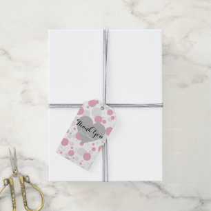 Etiquetas Para Regalos Gracias por los puntos de Polka rosa y plateado Gl