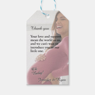 Etiquetas Para Regalos Gracias por Tarjeta de Foto de Baby Shower Minimal