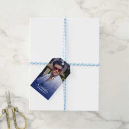 Etiquetas Para Regalos Gracias por tu foto de cumpleaños con gradiente de