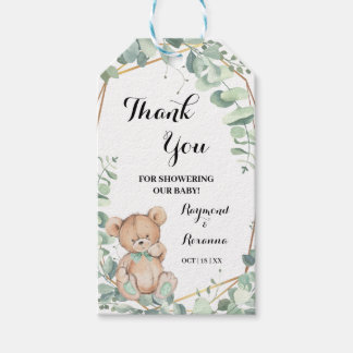 Etiquetas Para Regalos Gracias por venir Baby Shower de vegetación de oso