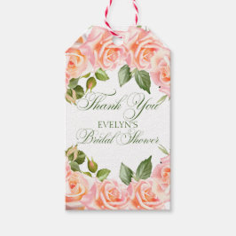 Etiquetas Para Regalos Gracias Rosas de acuarela Ducha de novia