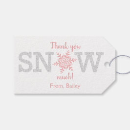 Etiquetas Para Regalos Gracias SNOW Mucho Invierno UNOderland Rosa Plata