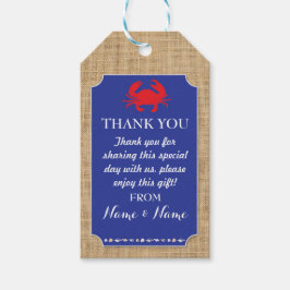 Etiquetas Para Regalos Gracias, Tags Crab Boil Beach Blue Boda