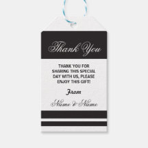 Gracias Tags Stripe Black White Elegant Wedding