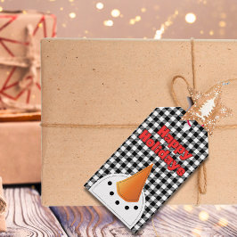 Etiquetas Para Regalos Gracioso audaz Snowman Felices Fiestas Rústicas Pa