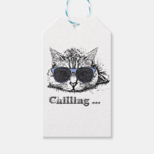 Etiquetas Para Regalos Gracioso Gato Escalofriante Con Gafas De Sol Cuest
