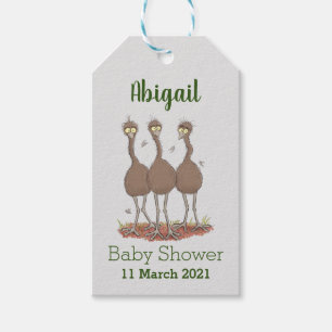 Etiquetas Para Regalos Gracioso ilustracion del trío de emu australiano p