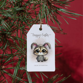 Etiquetas Para Regalos Gracioso Kitty en Pajamas Feliz Pascua